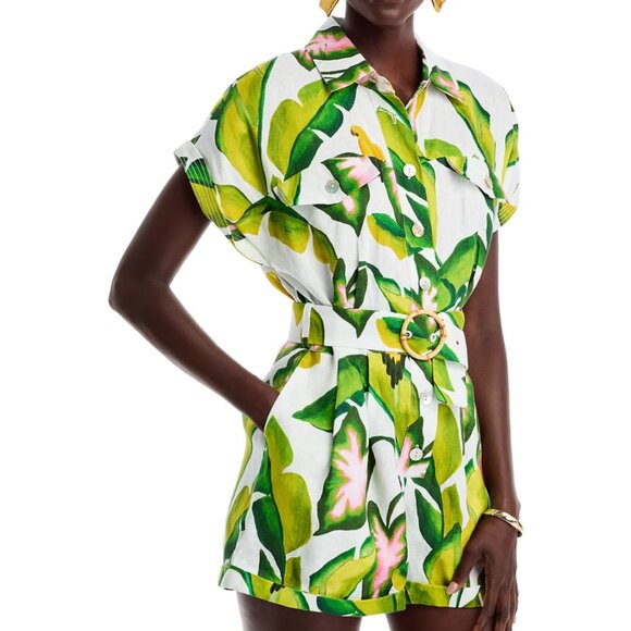 FARM Rio Pants - Farm Rio Summer Foliage Printed Romper